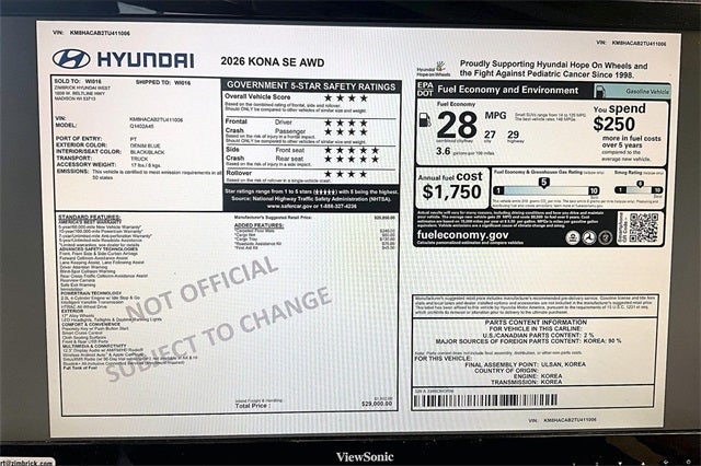 2026 Hyundai KONA SE AWD