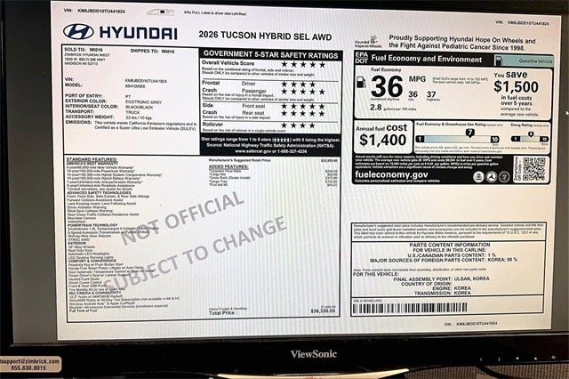 2026 Hyundai TUCSON HYBRID SEL AWD