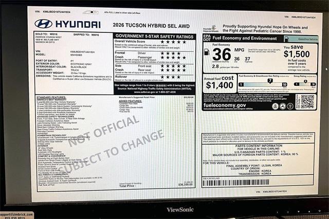 2026 Hyundai TUCSON HYBRID SEL AWD