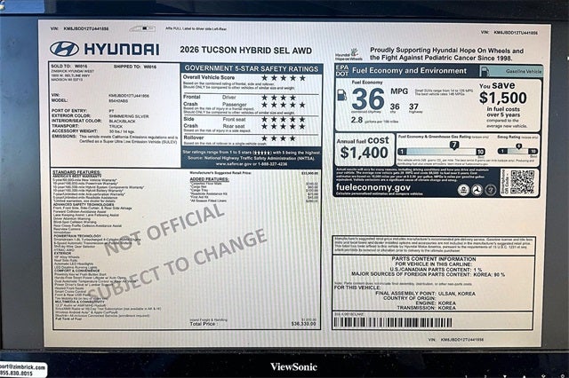 2026 Hyundai TUCSON HYBRID SEL AWD