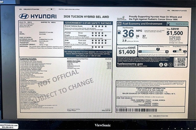 2026 Hyundai TUCSON HYBRID SEL AWD