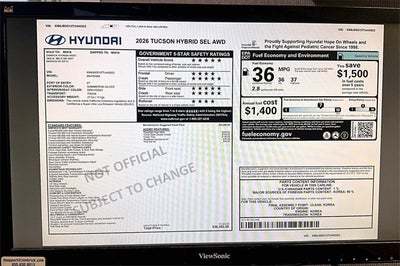 2026 Hyundai TUCSON HYBRID SEL AWD