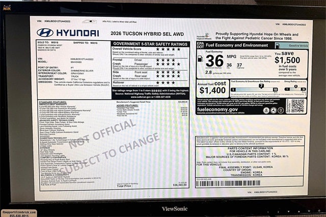 2026 Hyundai TUCSON HYBRID SEL AWD