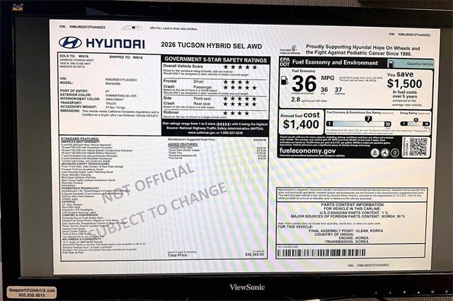 2026 Hyundai TUCSON HYBRID SEL AWD