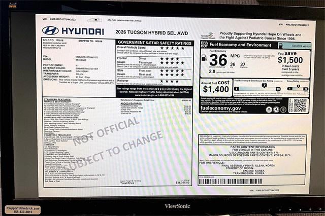 2026 Hyundai TUCSON HYBRID SEL AWD