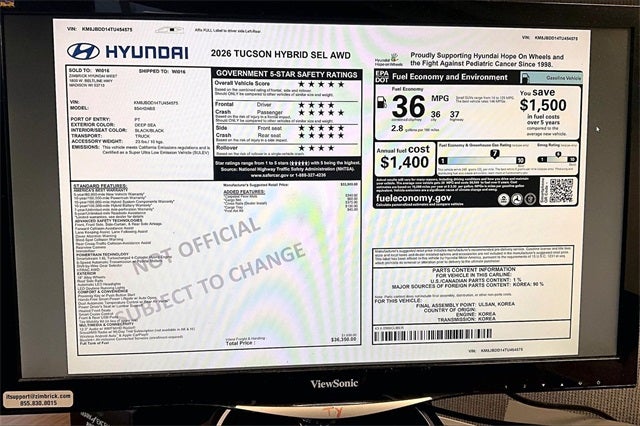 2026 Hyundai TUCSON HYBRID SEL AWD