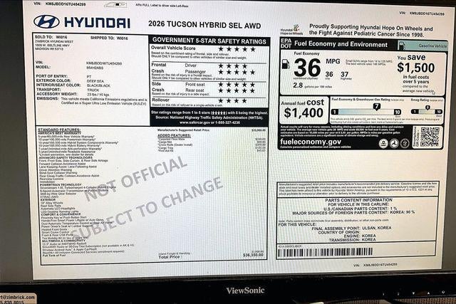 2026 Hyundai TUCSON HYBRID SEL AWD