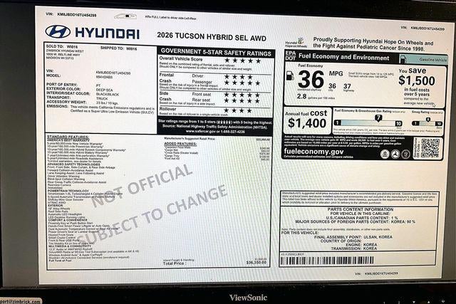 2026 Hyundai TUCSON HYBRID SEL AWD