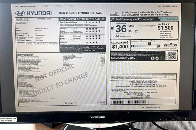 2026 Hyundai TUCSON HYBRID SEL AWD