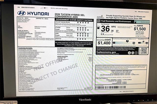 2026 Hyundai TUCSON HYBRID SEL Convenience