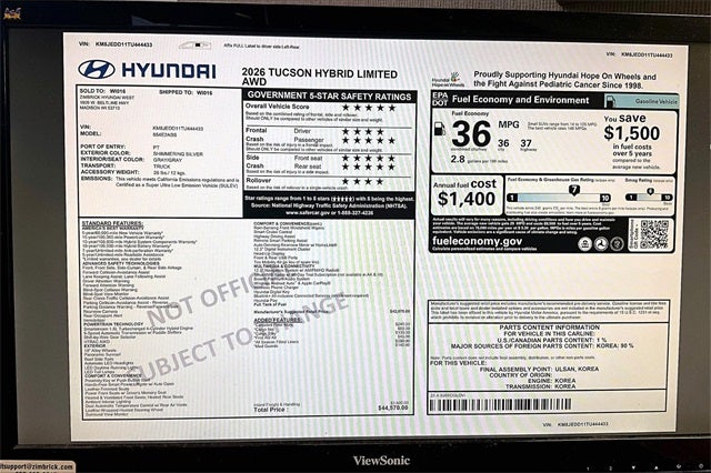 2026 Hyundai TUCSON HYBRID Limited
