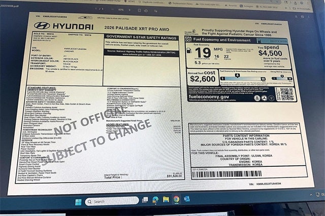 2026 Hyundai PALISADE XRT Pro
