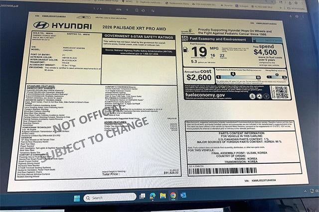 2026 Hyundai PALISADE XRT Pro