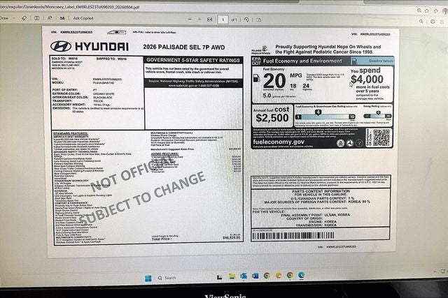 2026 Hyundai PALISADE SEL AWD