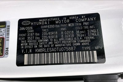 2026 Hyundai PALISADE HYBRID SEL 7P