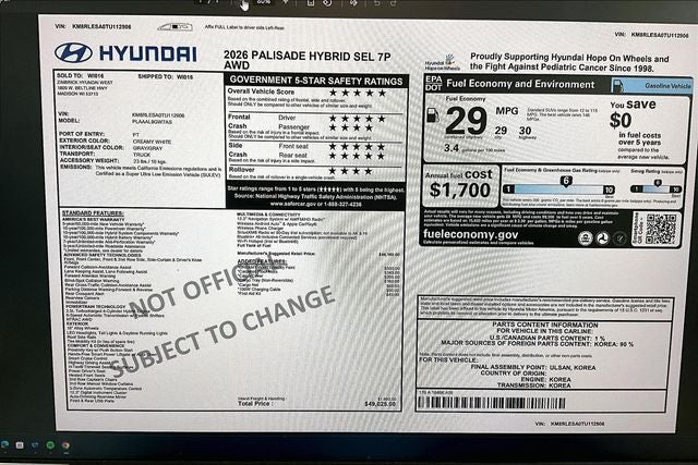 2026 Hyundai PALISADE HYBRID SEL 7P
