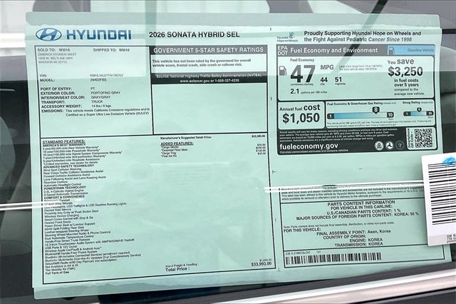 2026 Hyundai SONATA HYBRID SEL