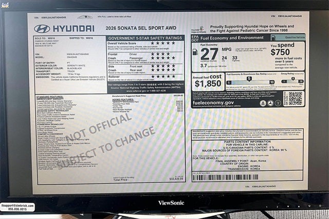 2026 Hyundai SONATA SEL Sport