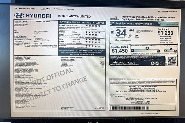 2026 Hyundai ELANTRA Limited