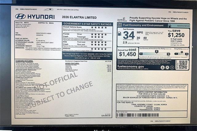 2026 Hyundai ELANTRA Limited