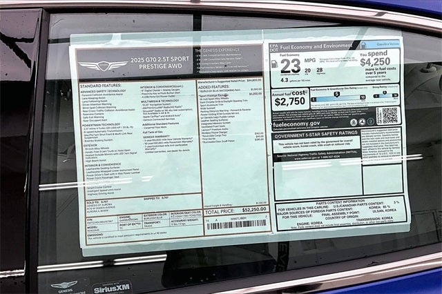 2025 Genesis G70 2.5T